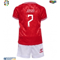 Otroški Nogometni dresi Danska Mathias Jensen #7 Domači EP 2024 Kratek Rokav (+ Kratke hlače)